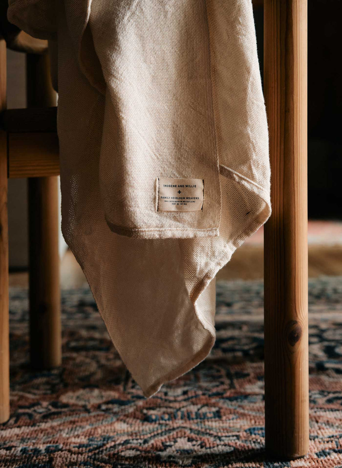 i+w x family heirloom weavers cotton throw in natural