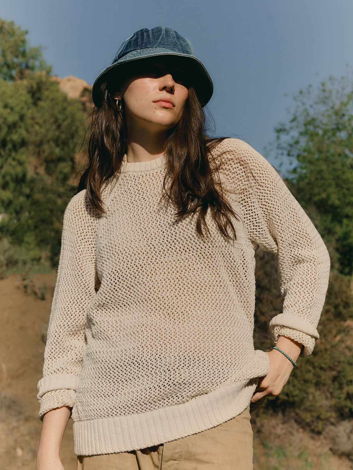 cascabel open weave sweater in natural