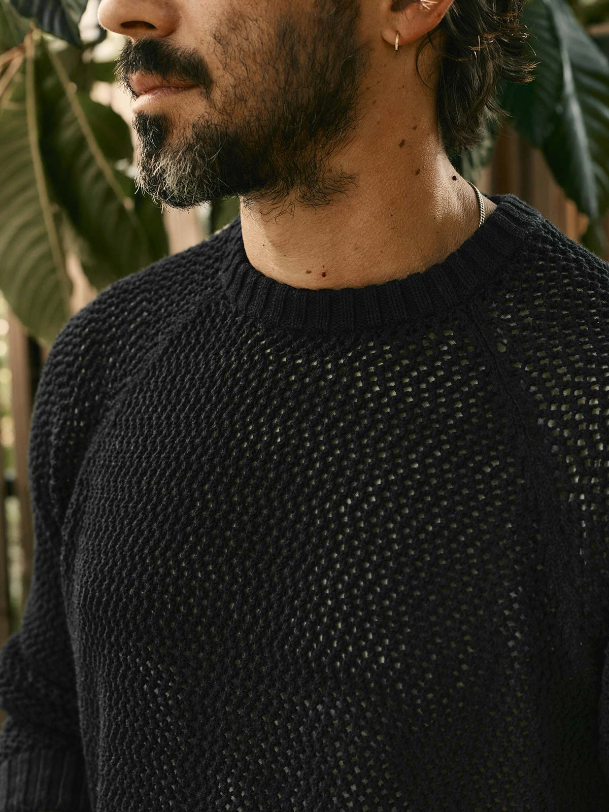 cascabel open weave sweater in black