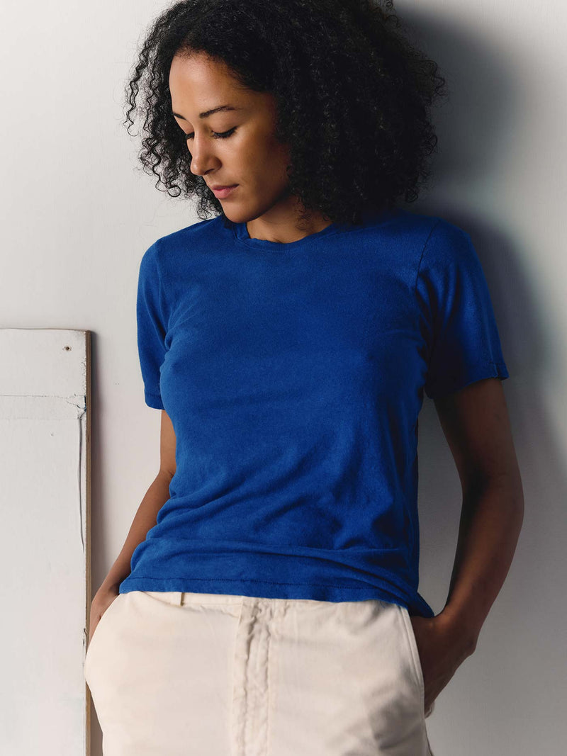 the cotton hemp tee in blue