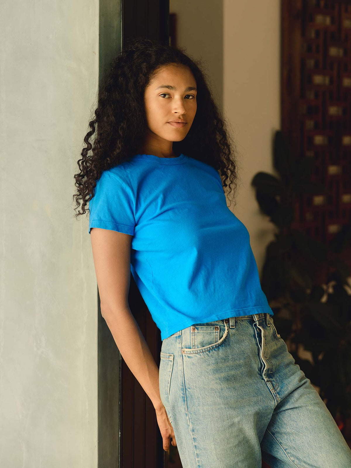 the drop tee in cerulean