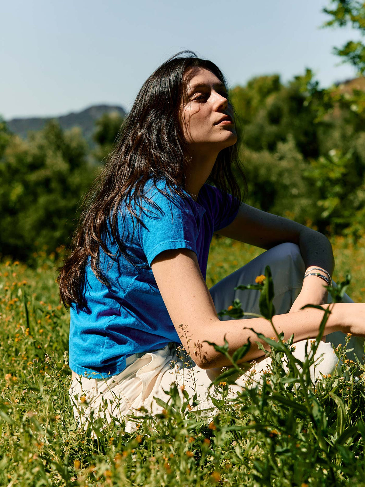 the drop tee in cerulean