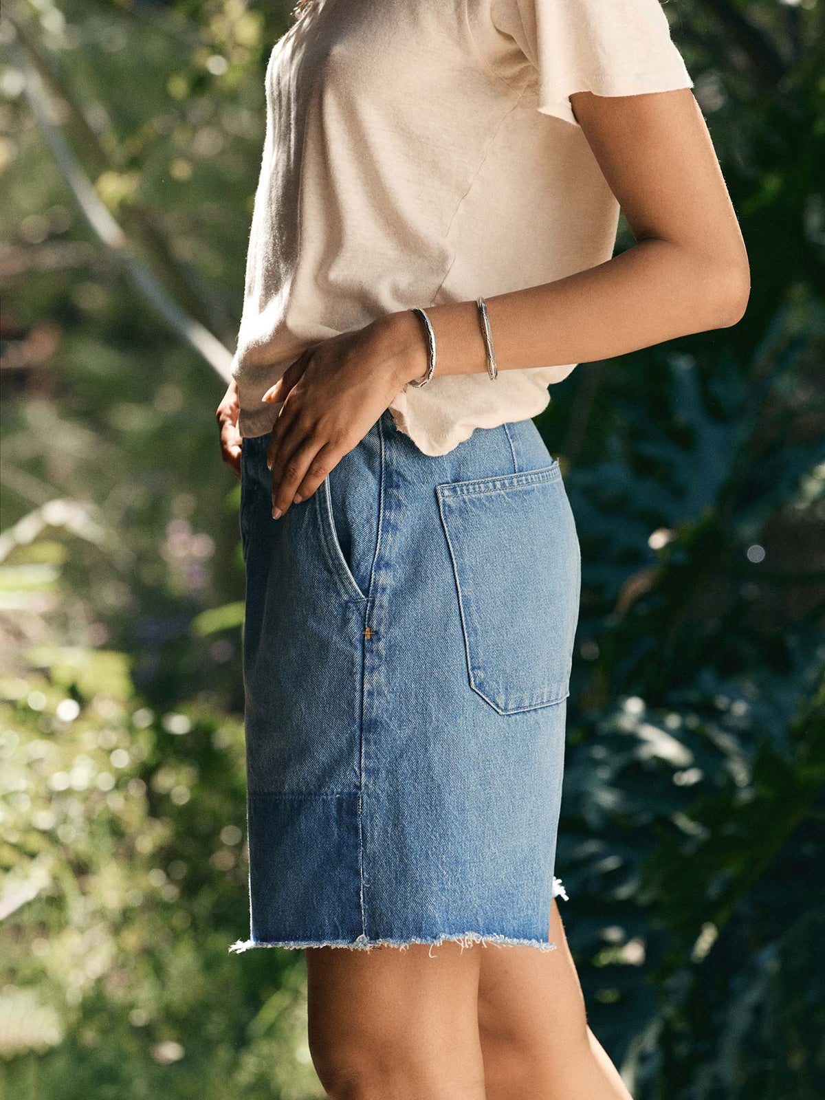 clarke washed denim cutoff short
