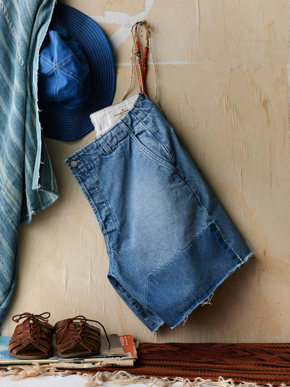clarke washed denim cutoff short