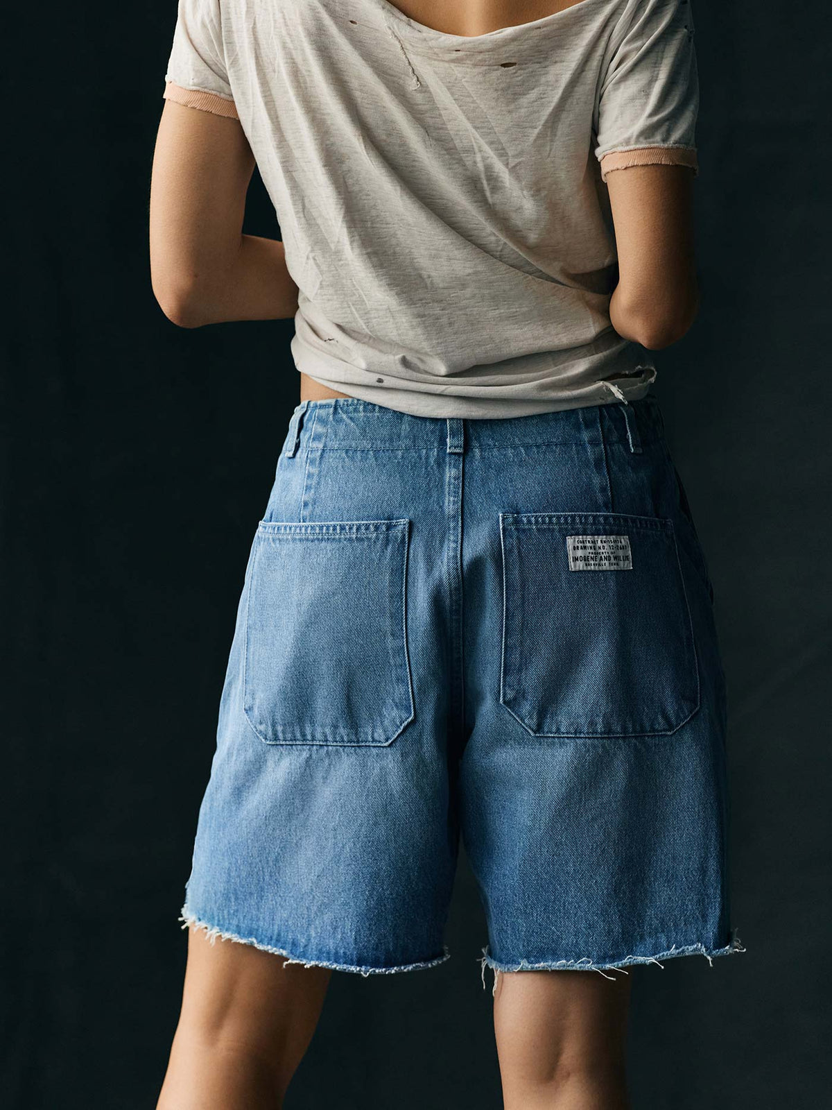 clarke washed denim cutoff short