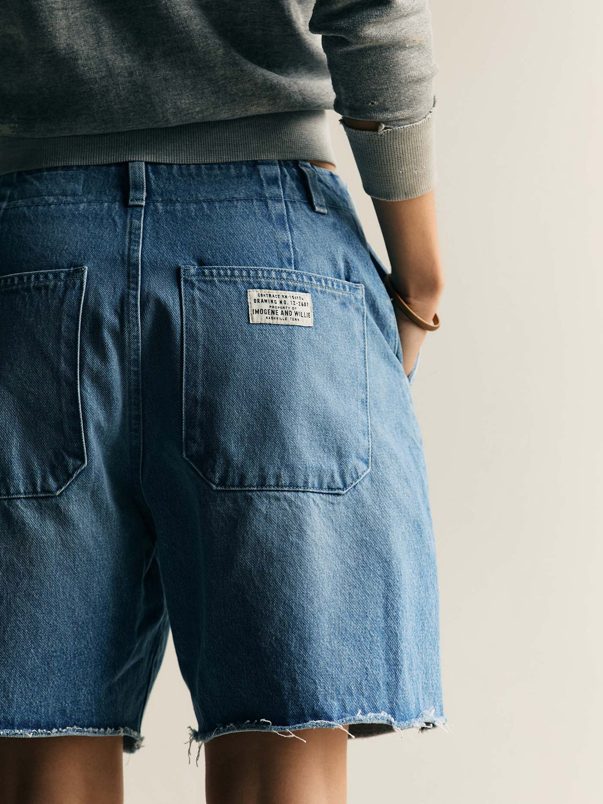 clarke washed denim cutoff short