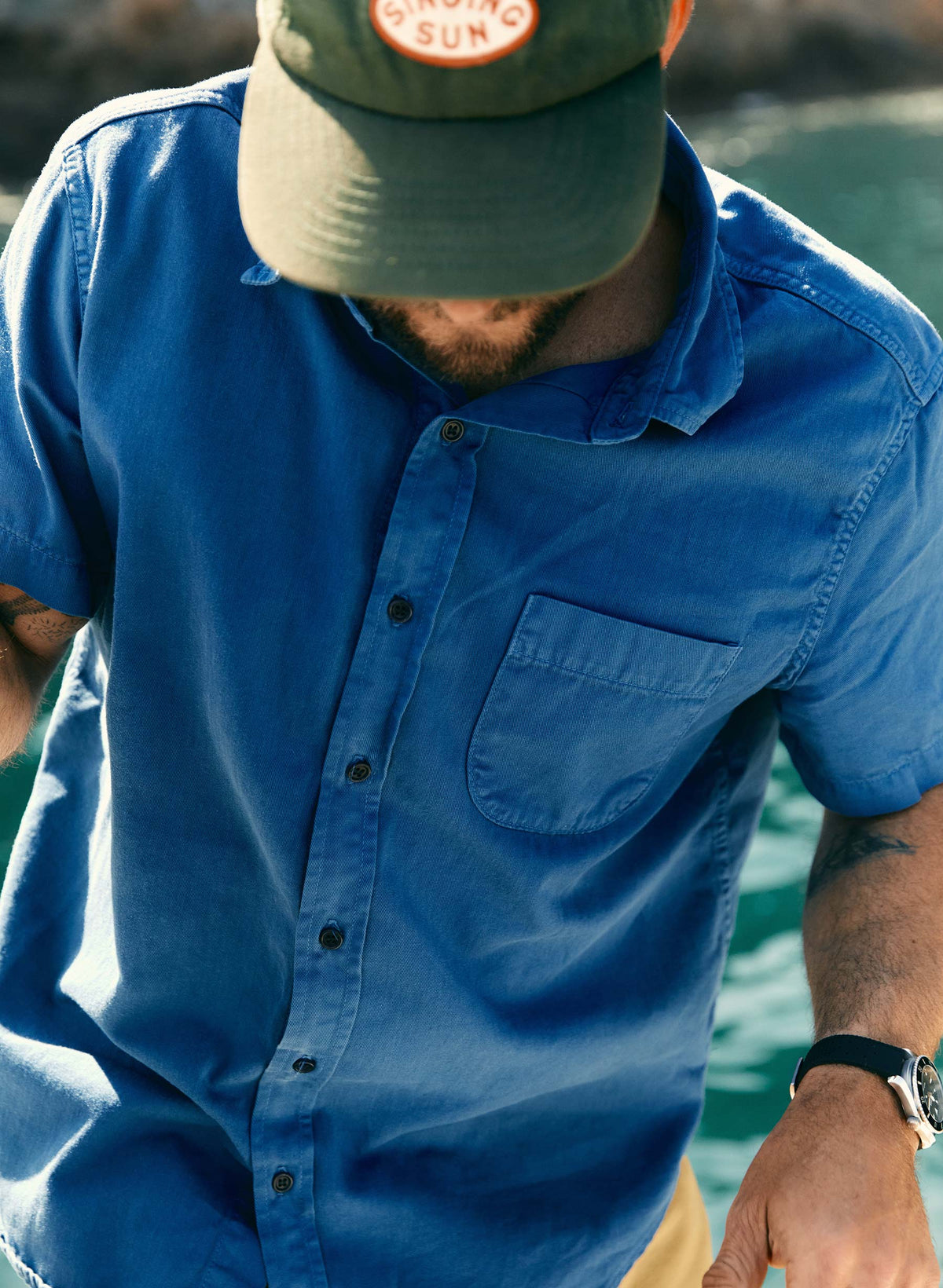 the whisper twill shirt in blue