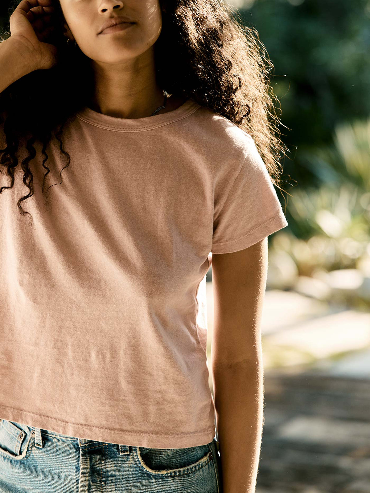 the drop tee in dusty pink