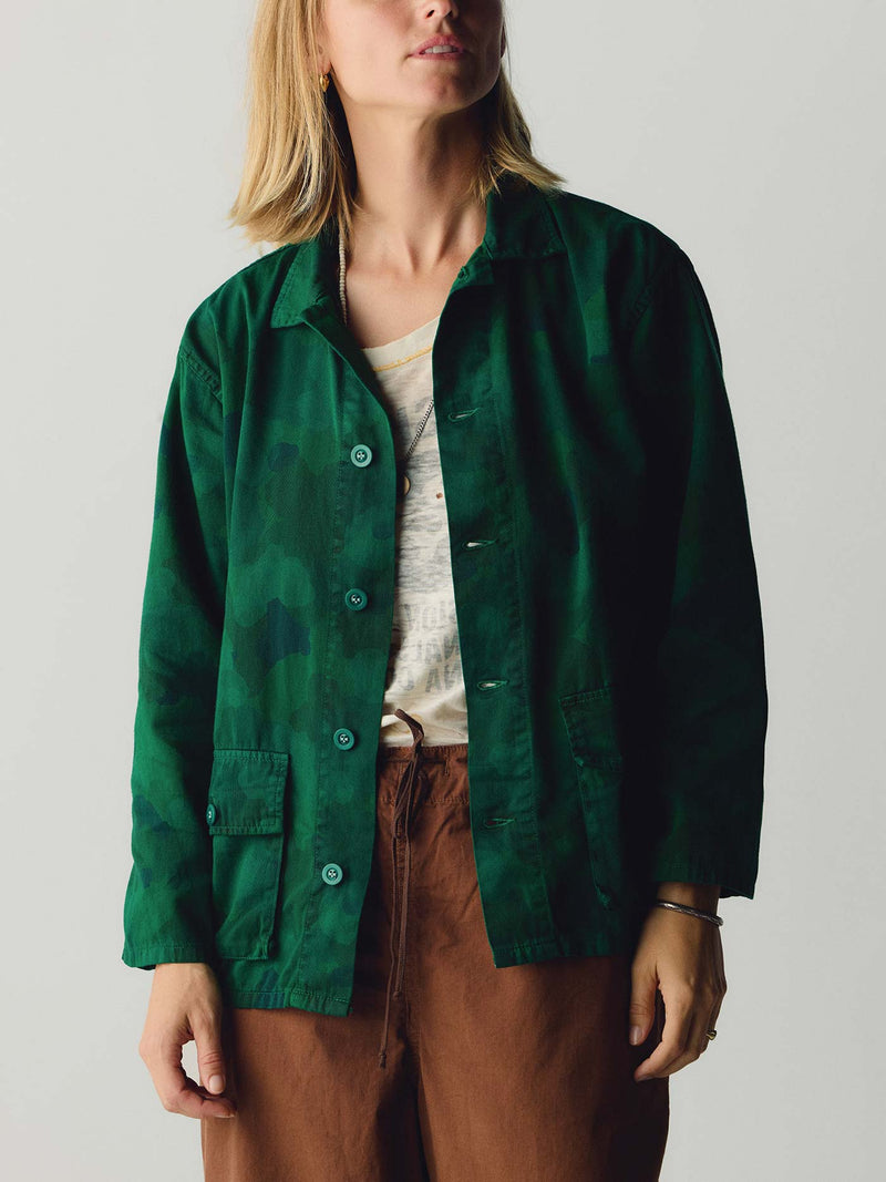 the goodall jacket in overdyed painted camo
