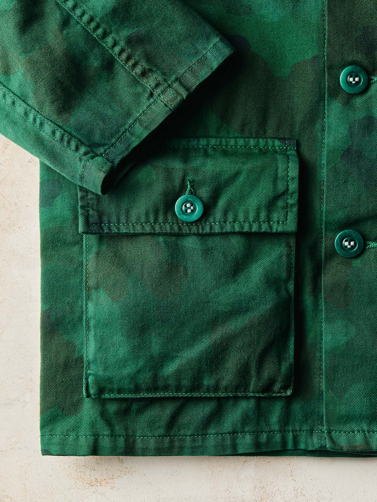 the goodall jacket in overdyed painted camo