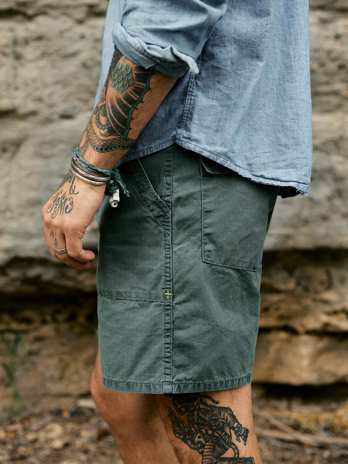 the ripstop fatigue short in slate