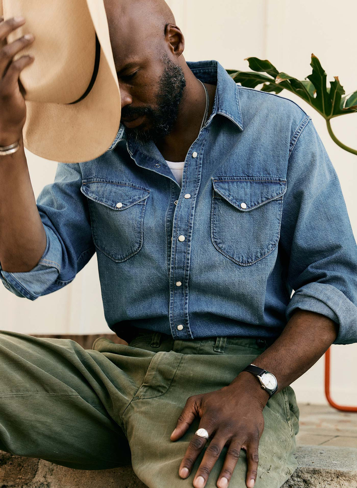 hayes washed pearl snap