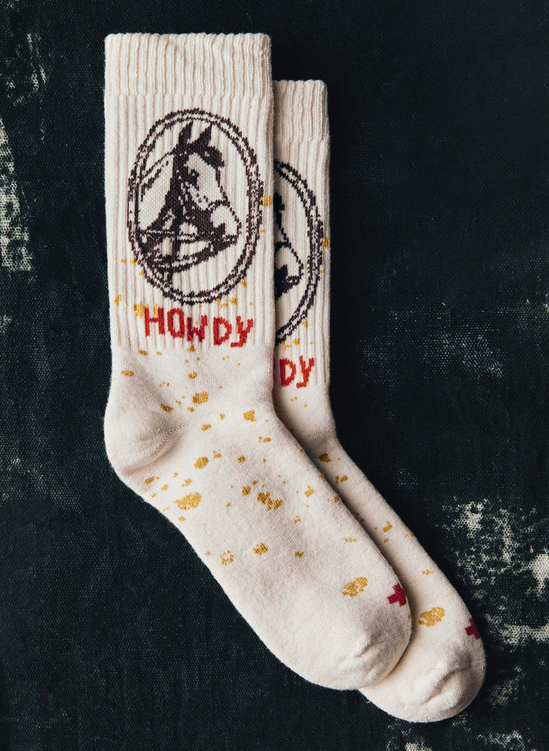 the "howdy" sock