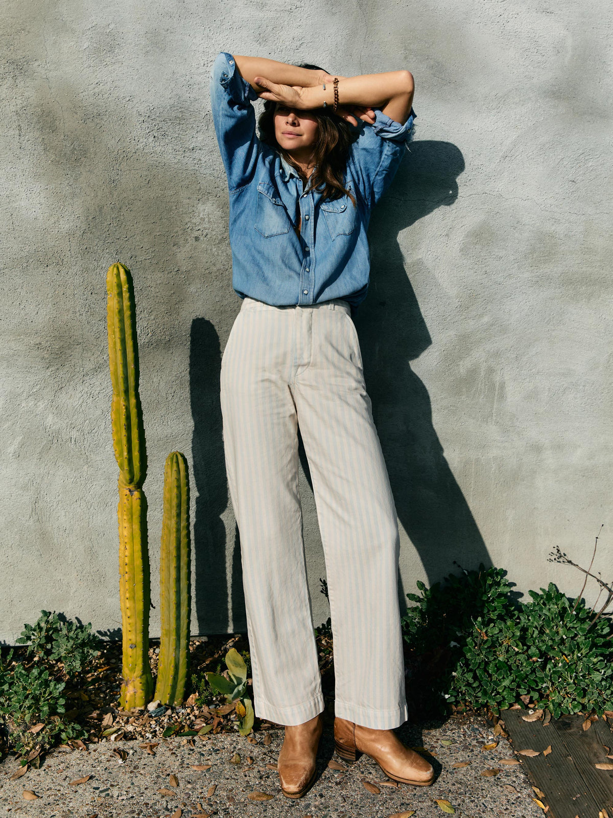 logan bleached indigo stripe