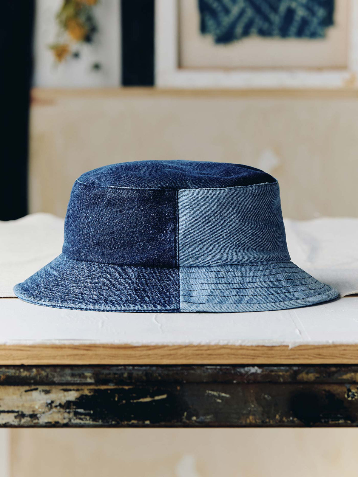 love fades recycled denim bucket hat