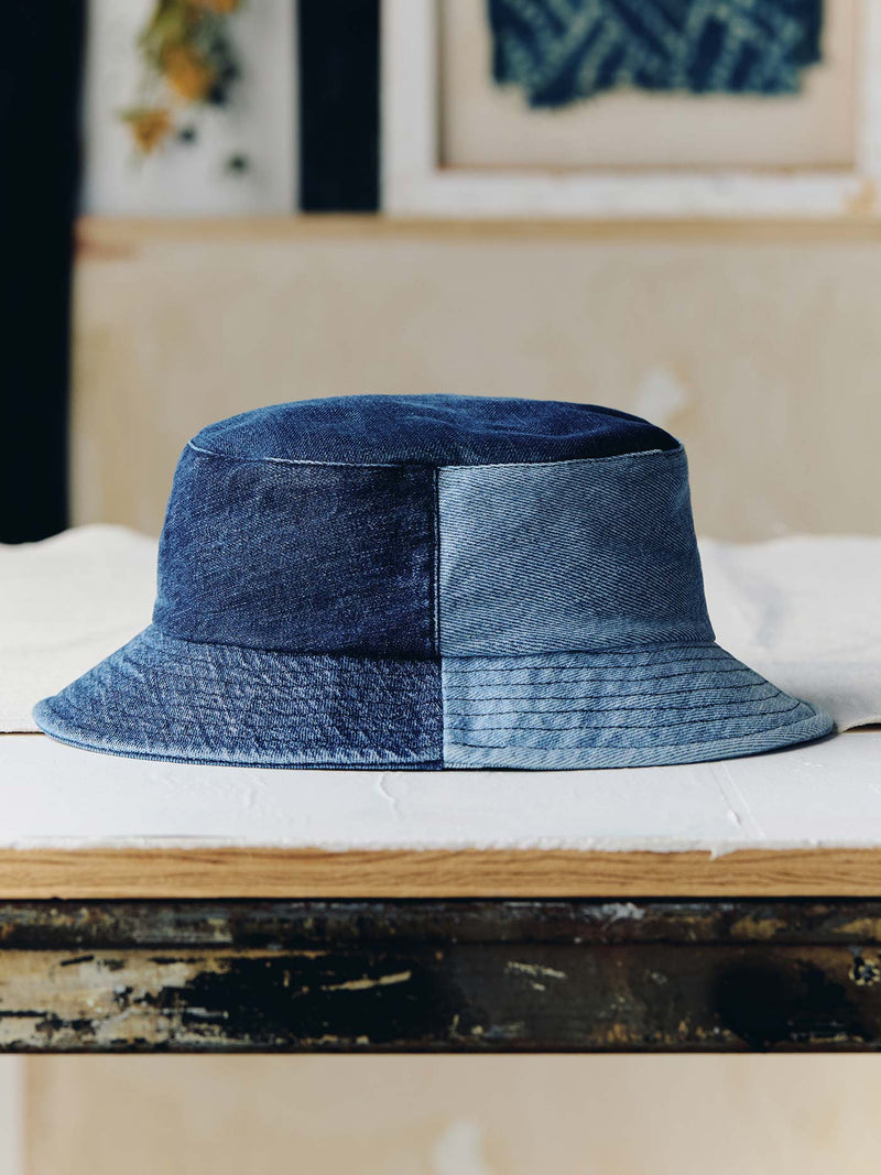 love fades recycled denim bucket hat