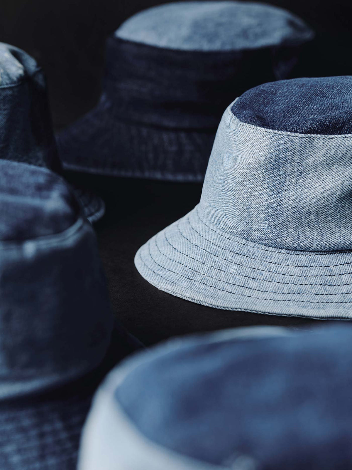love fades recycled denim bucket hat