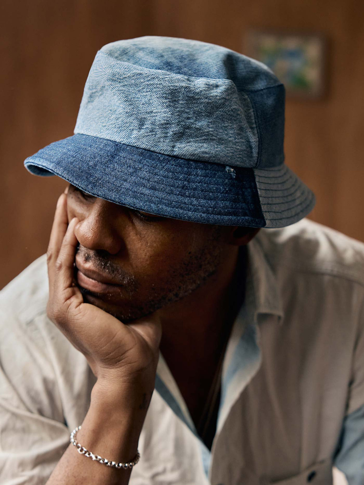 love fades recycled denim bucket hat