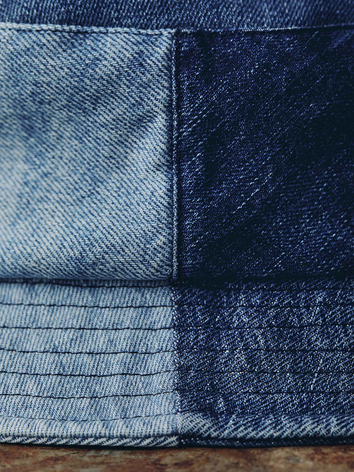 love fades recycled denim bucket hat