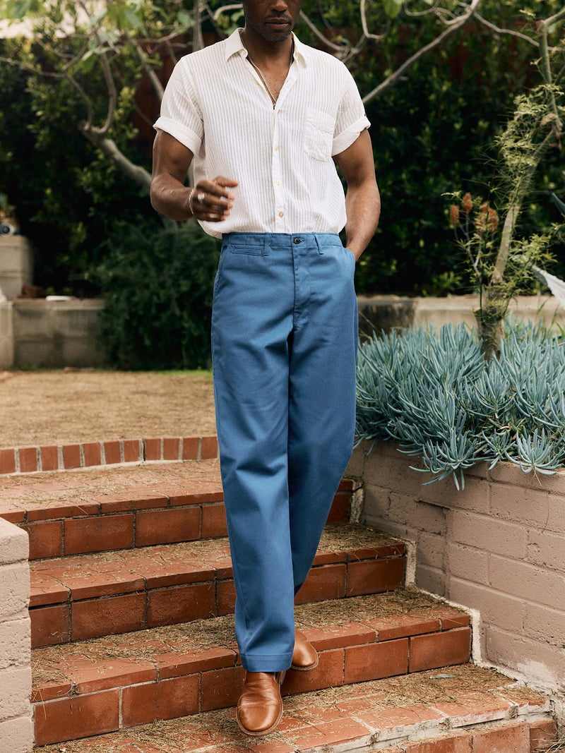 oceanside relaxed pant in postman blue