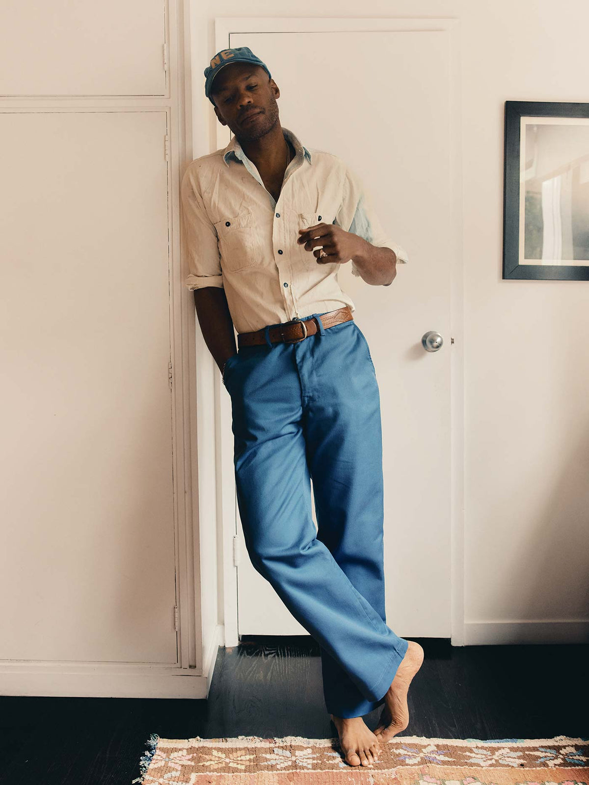 oceanside relaxed pant in postman blue