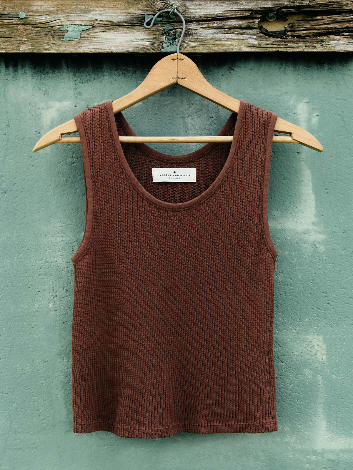 the vintage tank in open knit chestnut