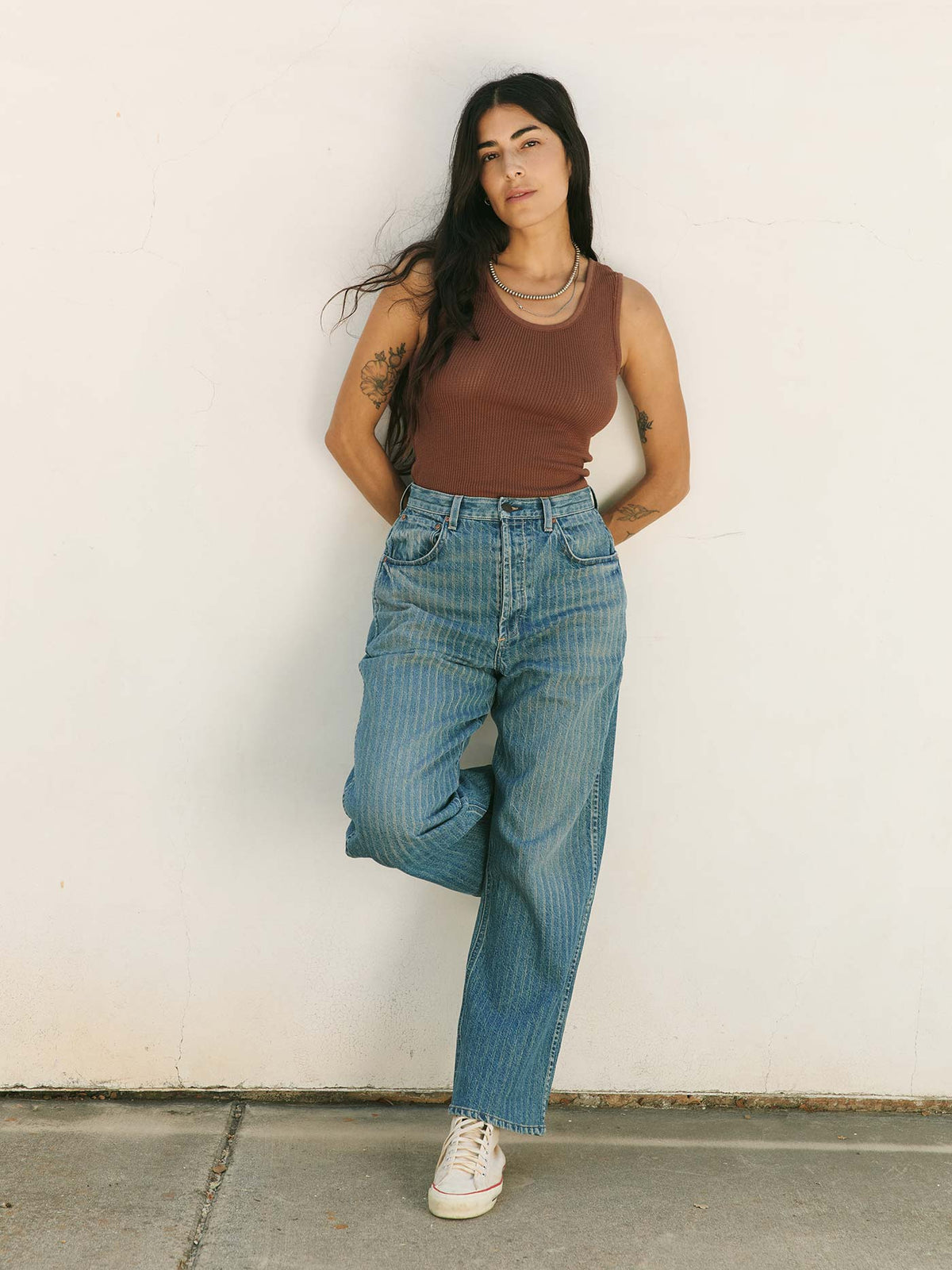 the vintage tank in open knit chestnut