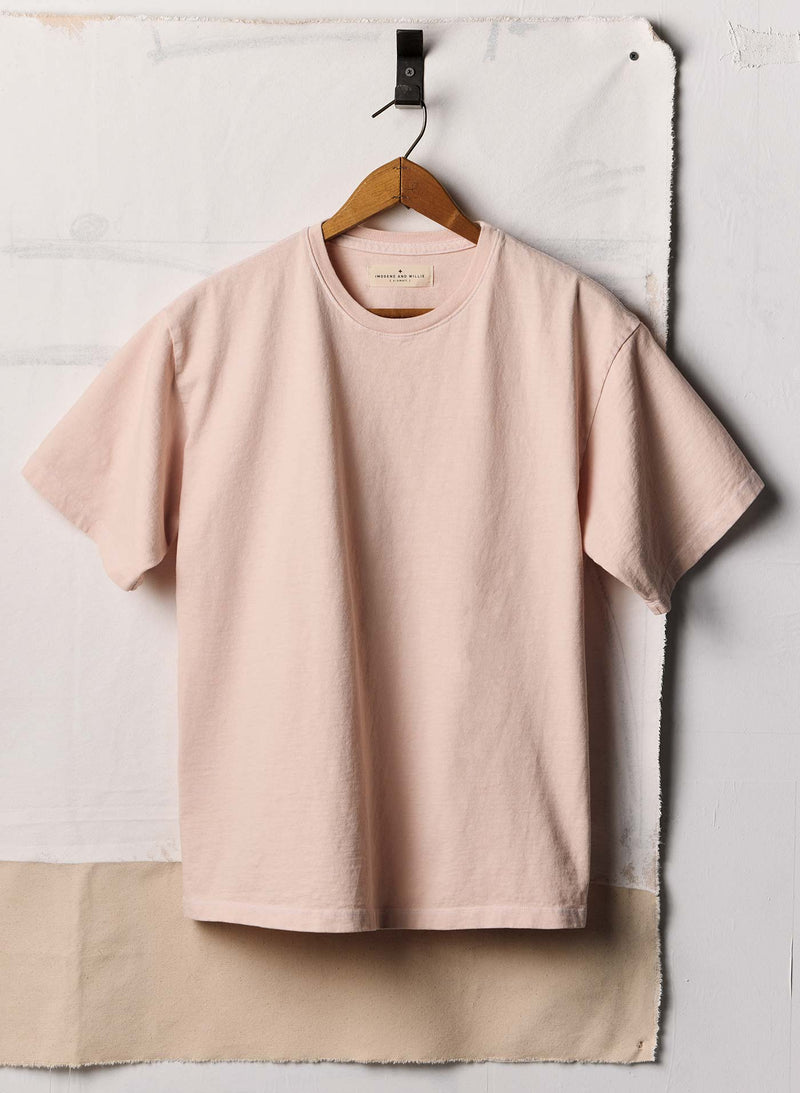 faded pink knit box crew