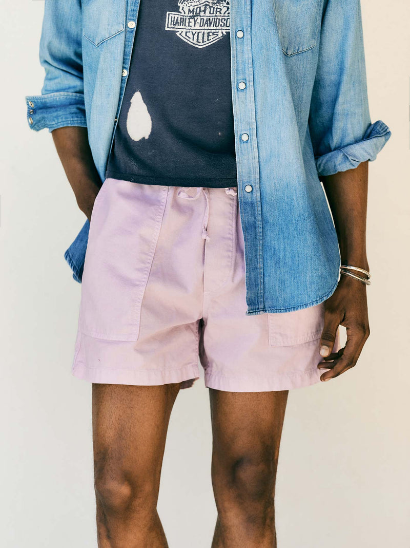 the canvas lounge short in pink stone