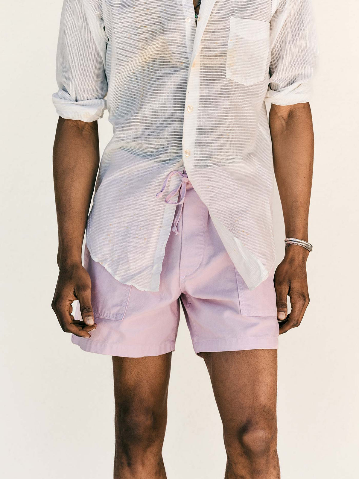 the canvas lounge short in pink stone
