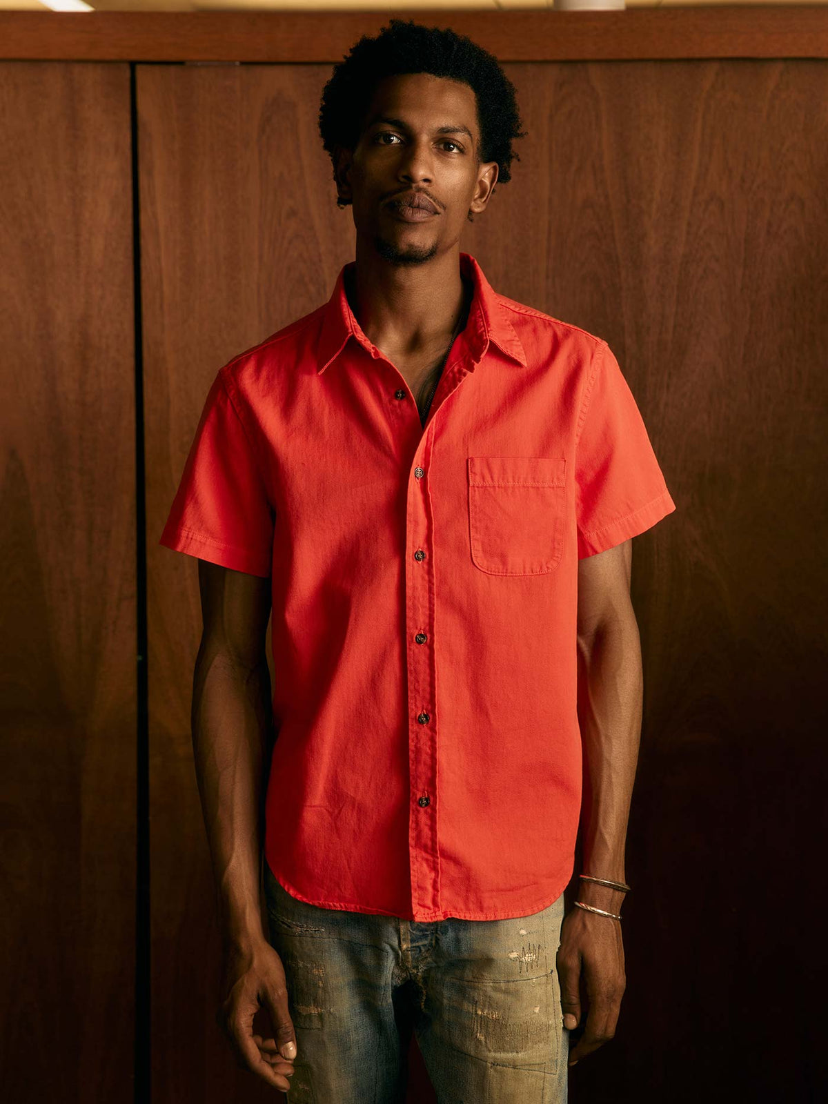 the whisper twill shirt in poppy