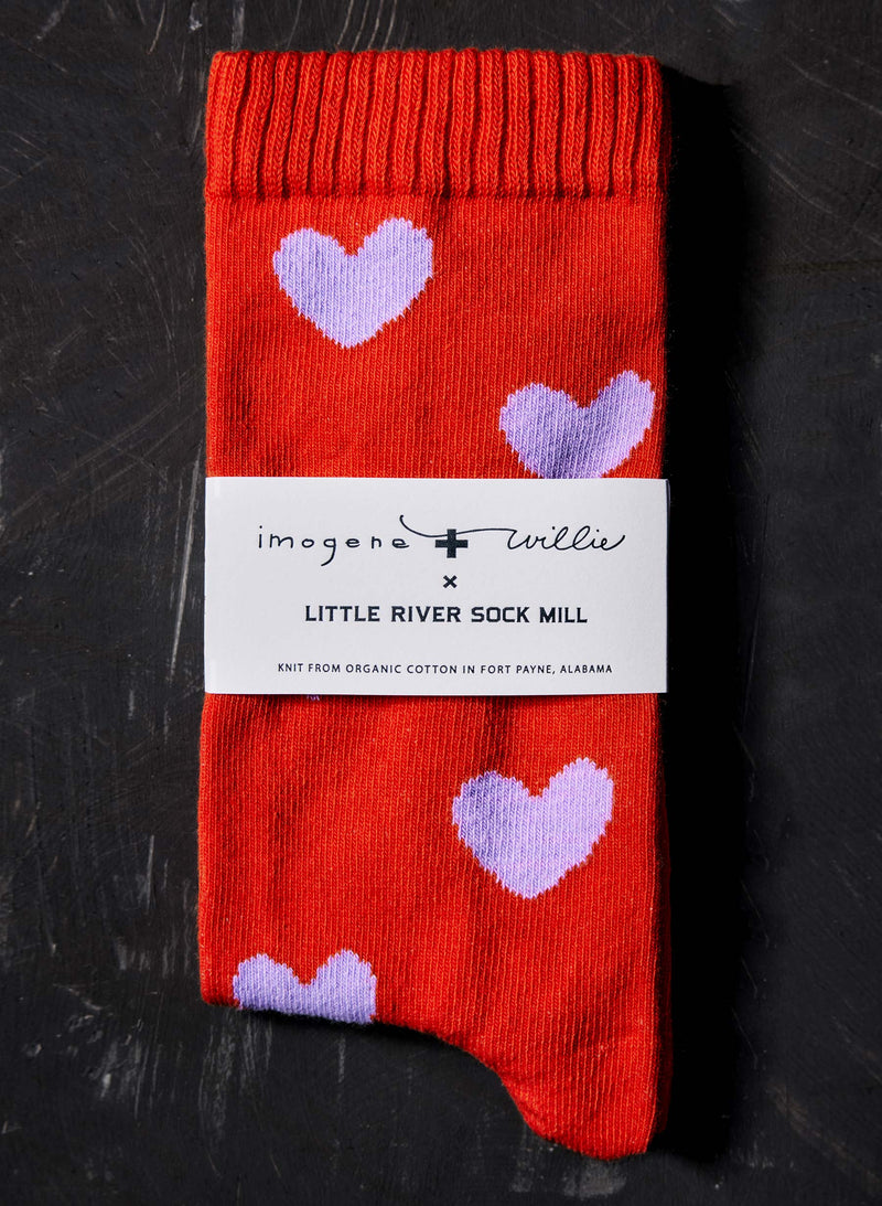 heart sock in poppy - Model