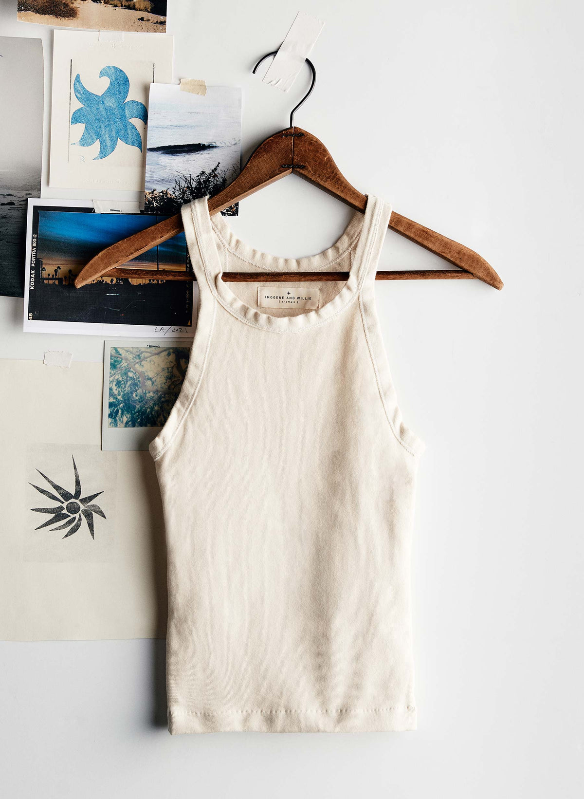 vintage white ribbed racerback tank