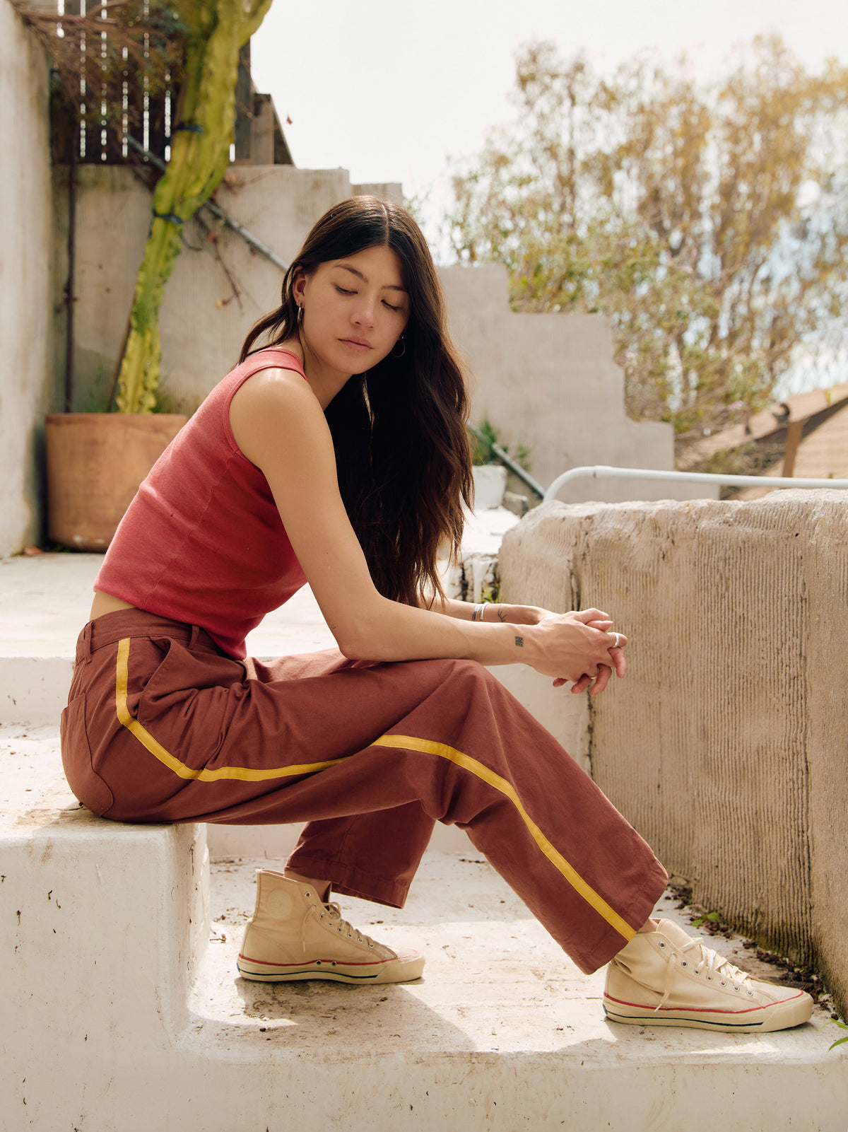 baker striped trouser in terra