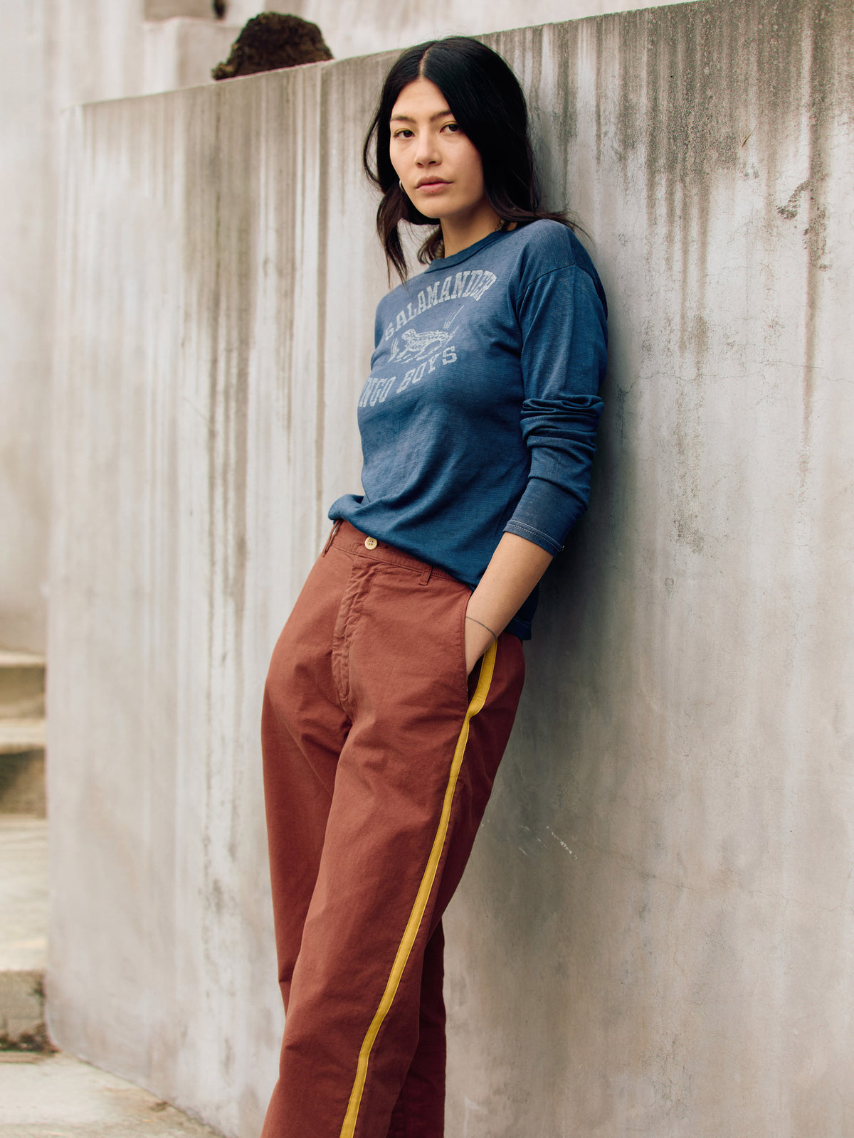 baker striped trouser in terra