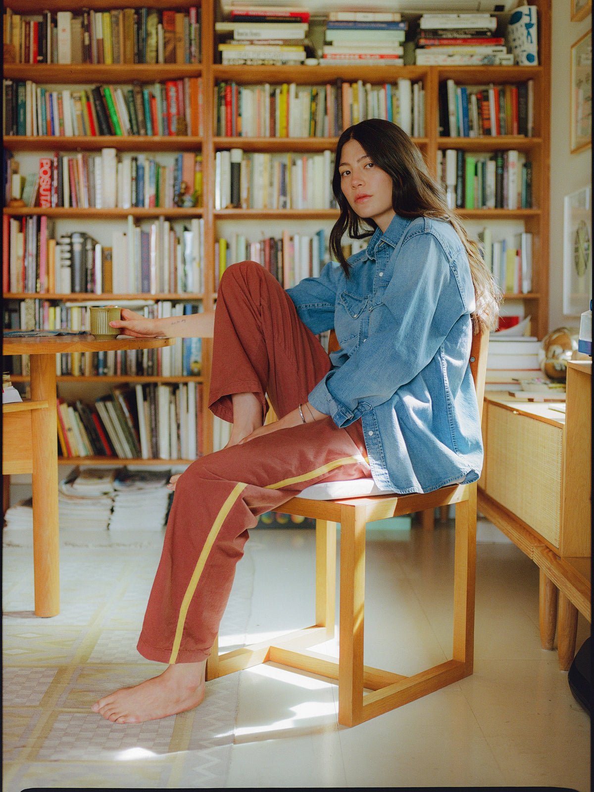 baker striped trouser in terra