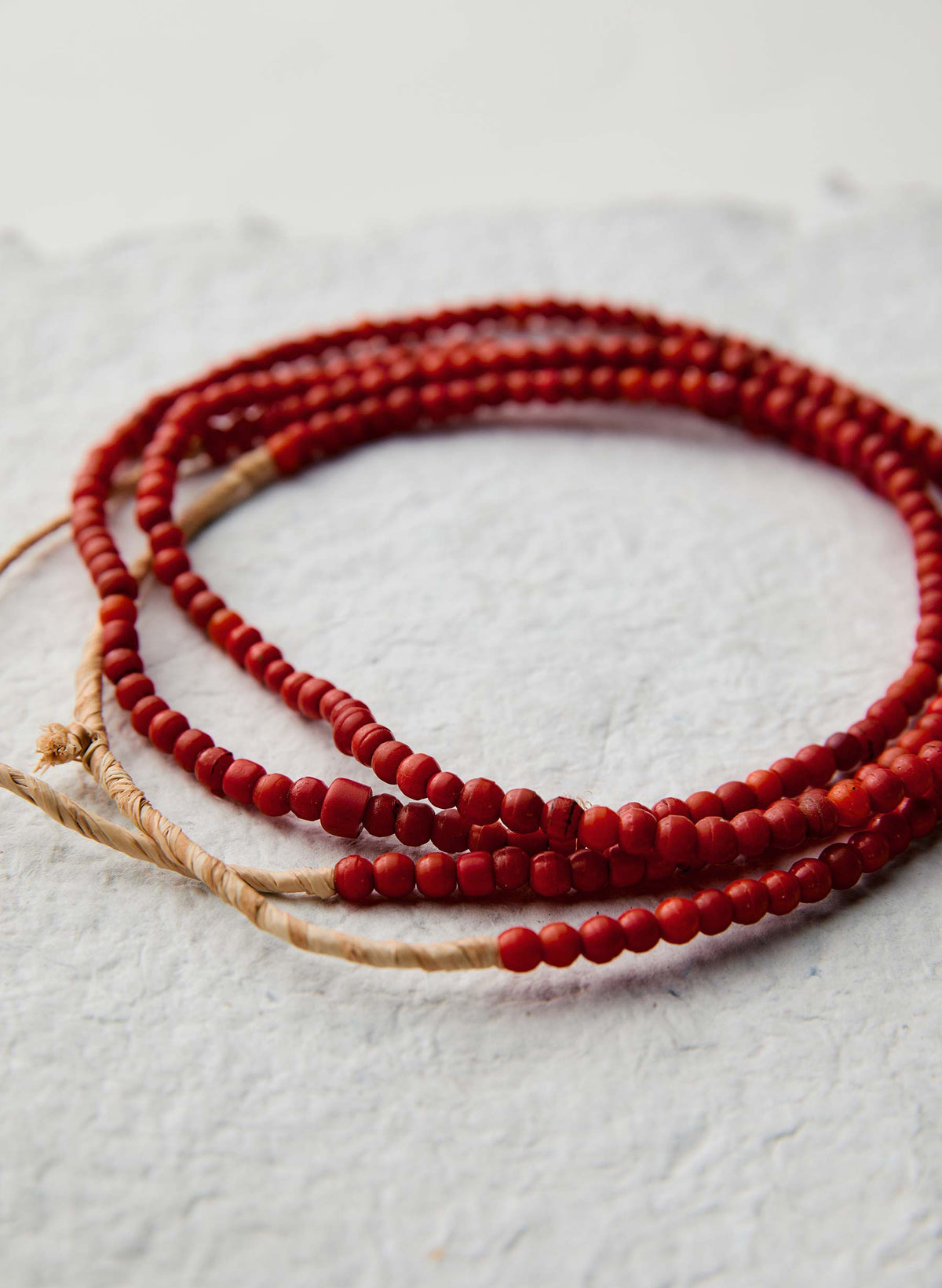 vintage red trade bead necklace