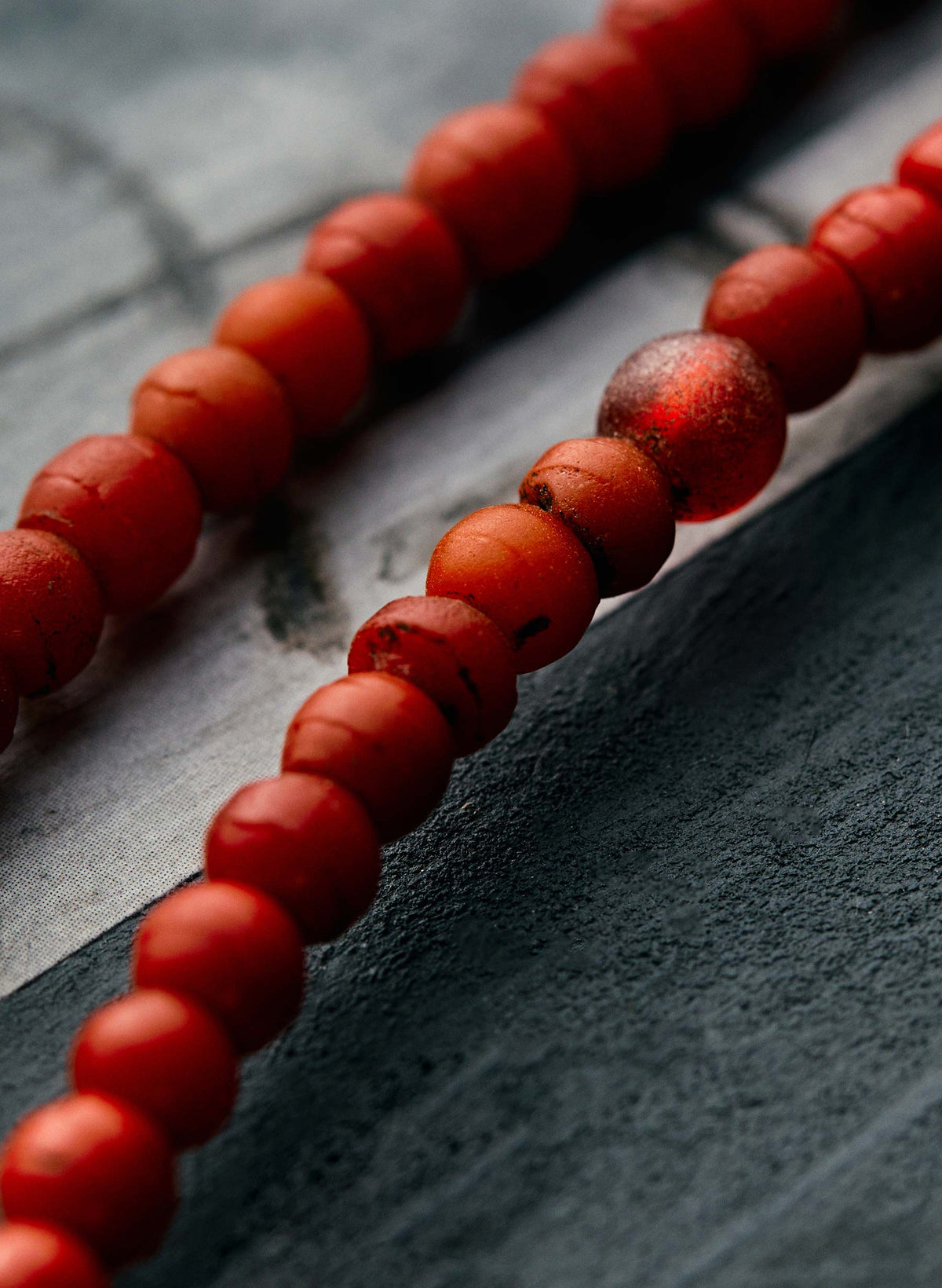 vintage red trade bead necklace