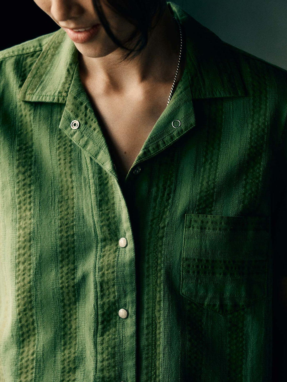 i+w x richter goods jacquard stripe pearl snap