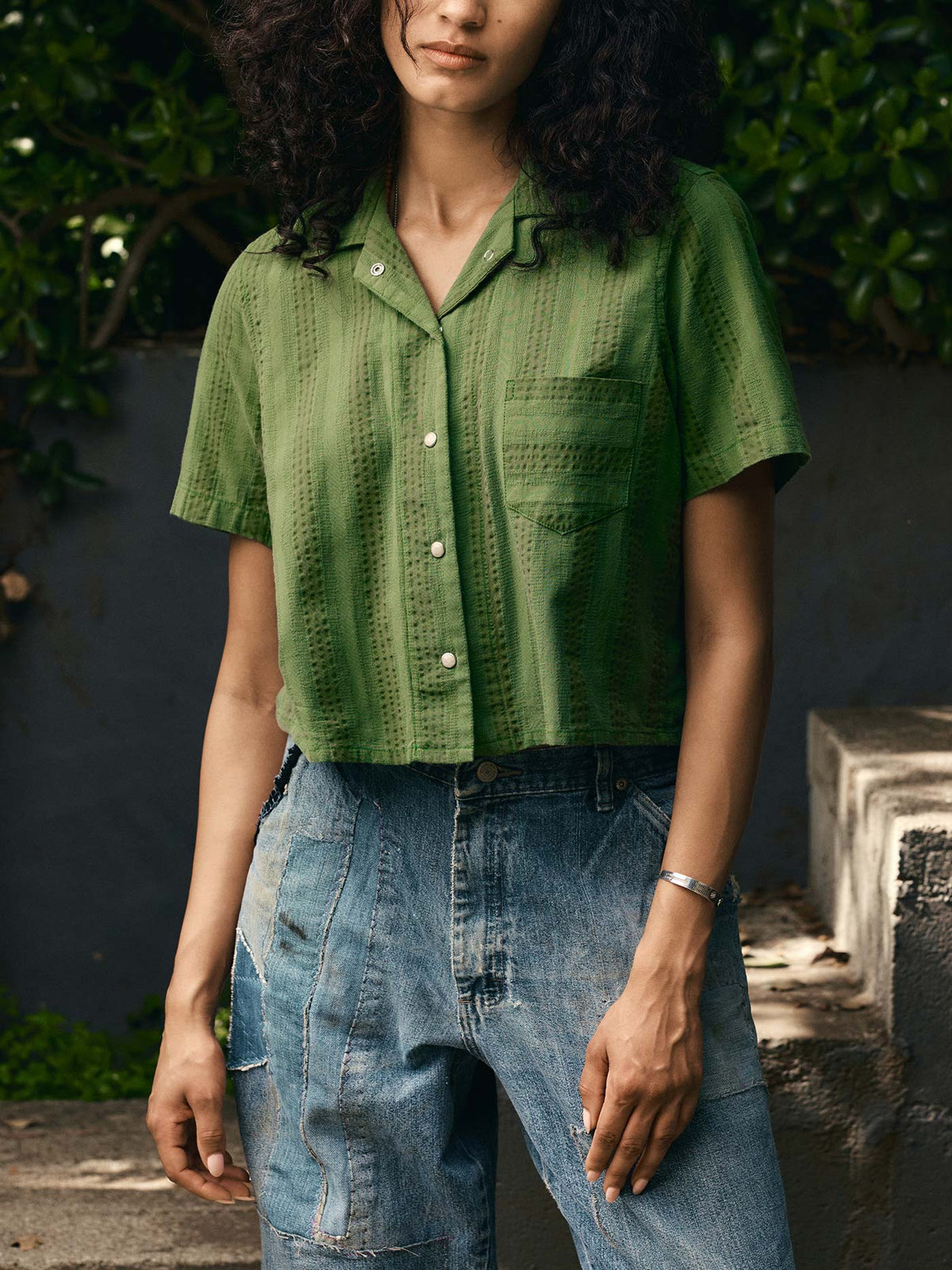 i+w x richter goods jacquard stripe pearl snap