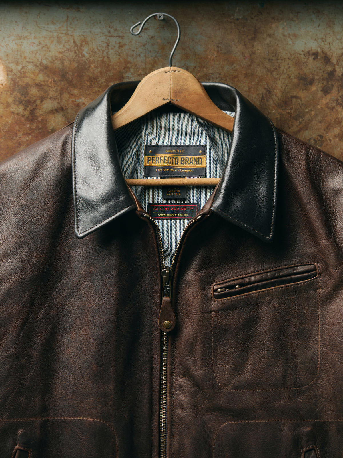 i+w x schott nyc cowhide delivery jacket