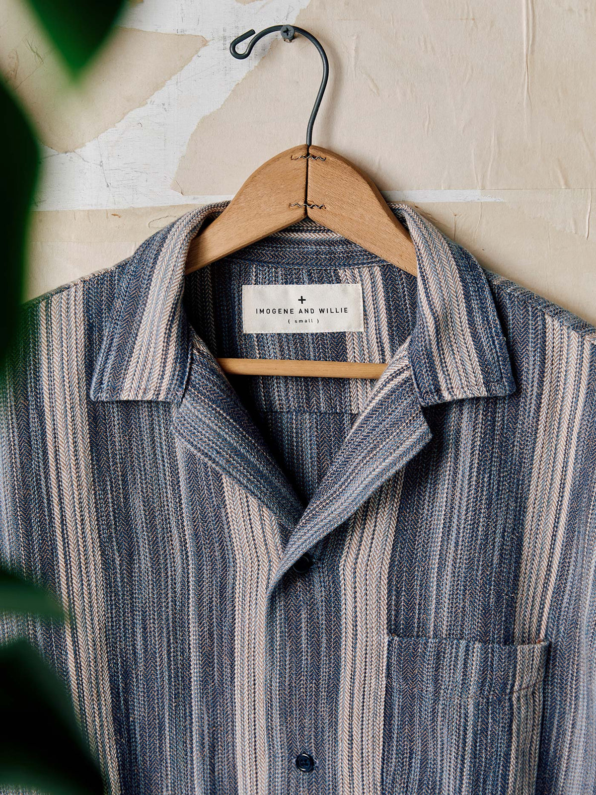 serra camp shirt in washed indigo stripe