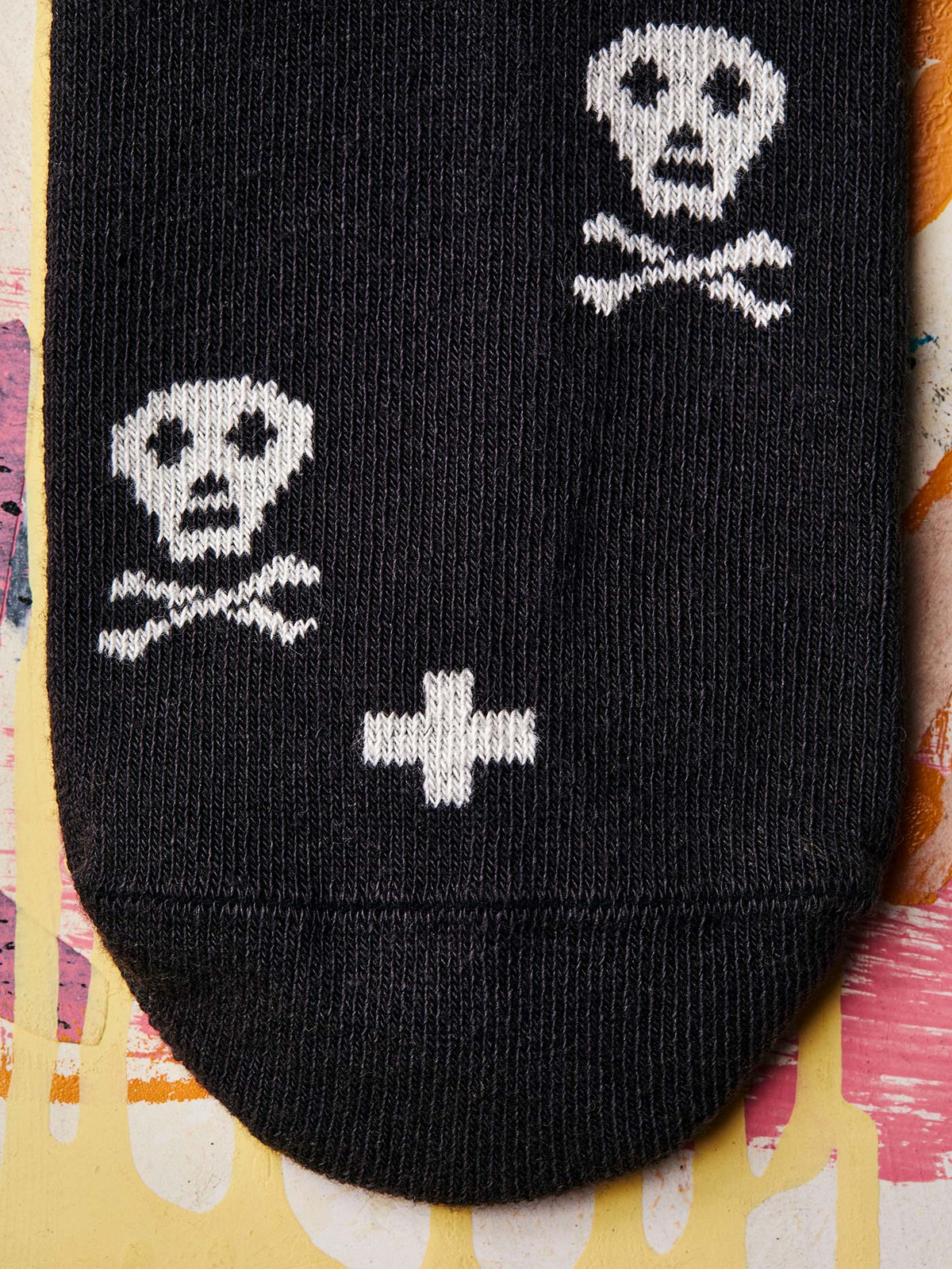 skull sock in charcoal