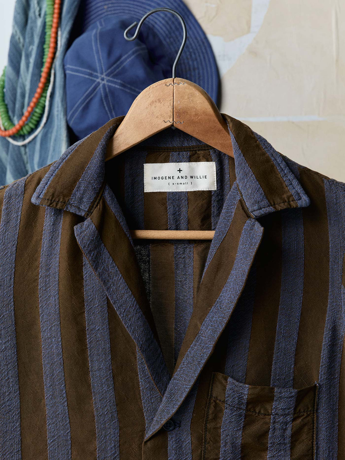 the sunfair shirt in indigo jacquard stripe