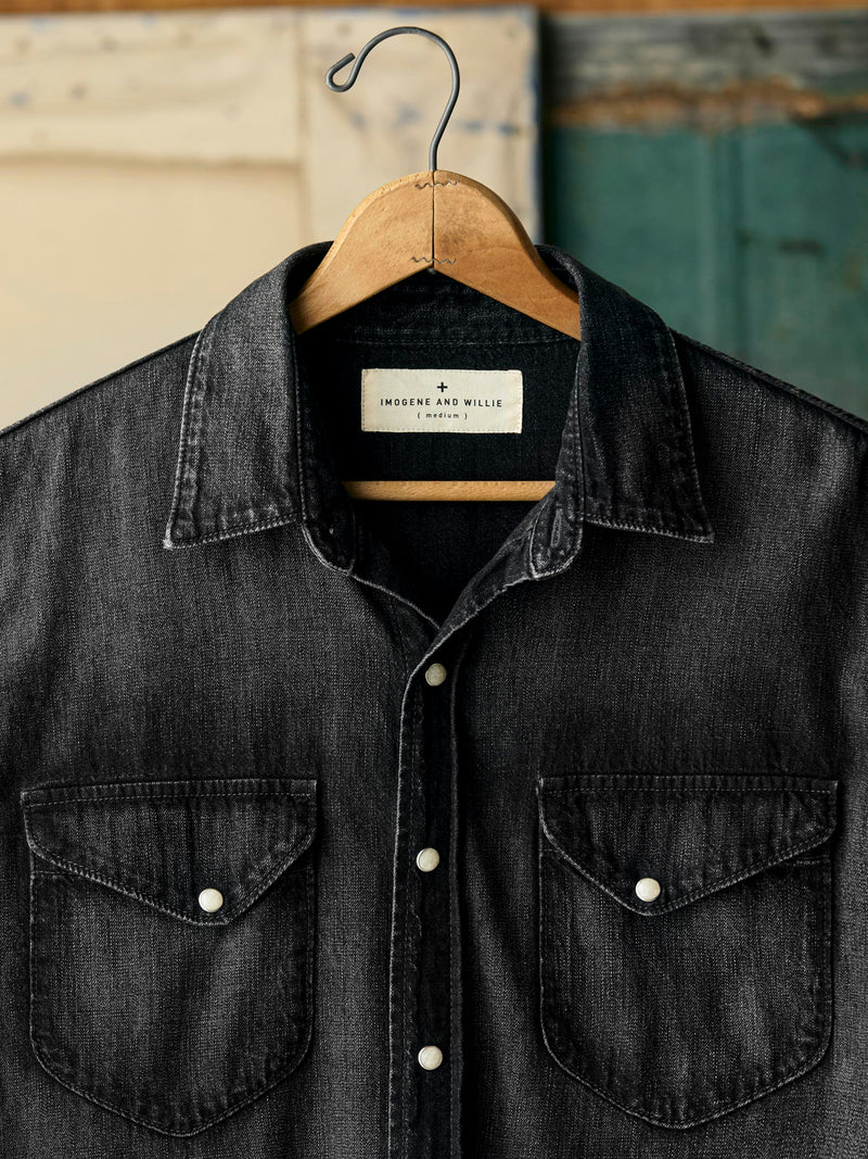 hayes washed black pearl snap - Model