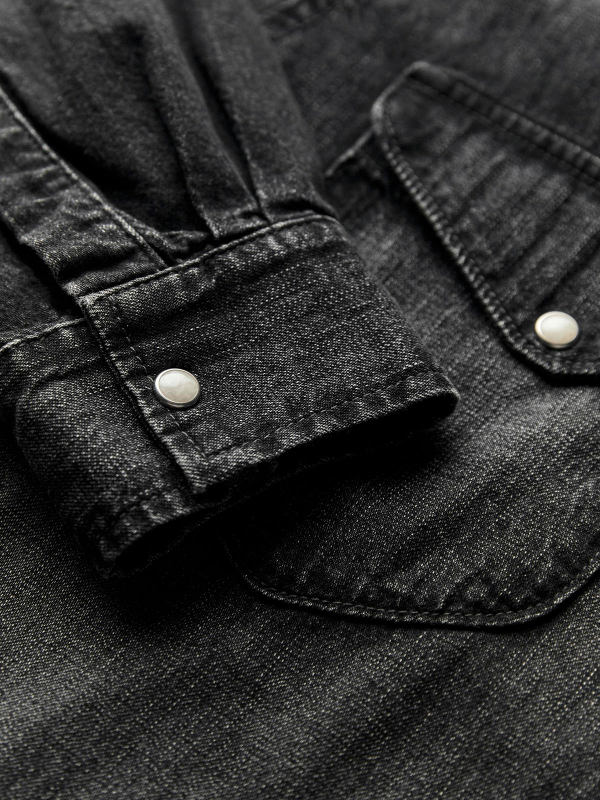 hayes washed black pearl snap