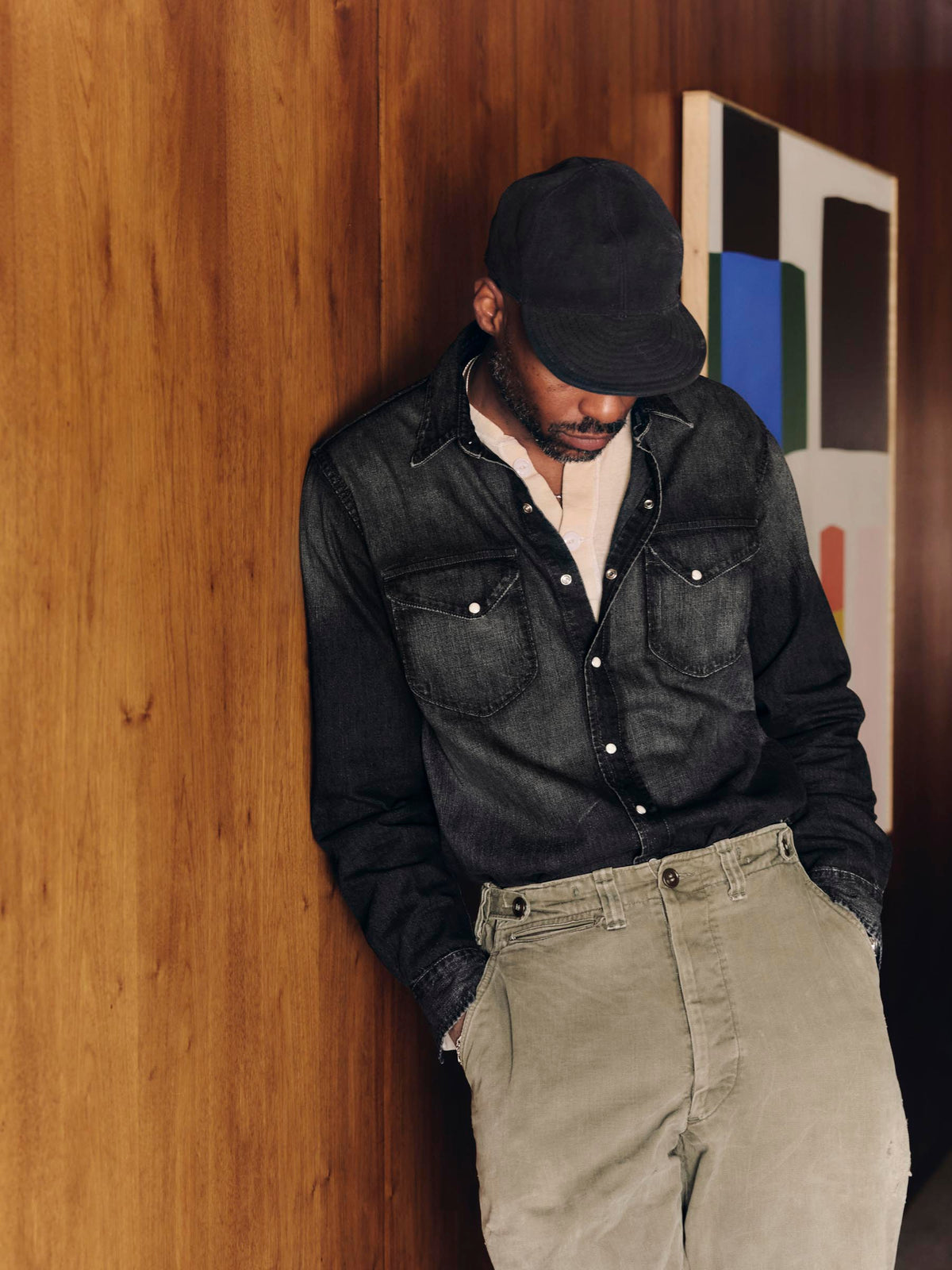 hayes washed black pearl snap