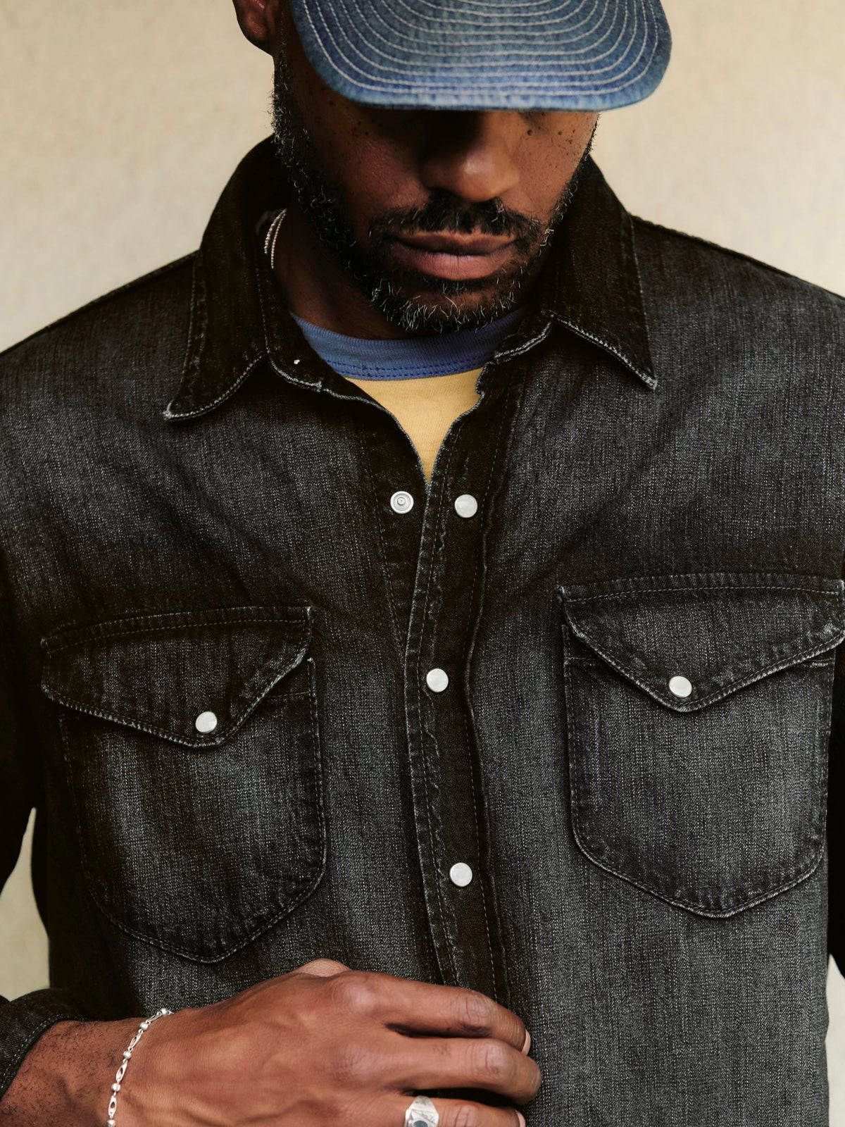 hayes washed black pearl snap