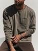 Light Gray long sleeve pocket tee in washed slate