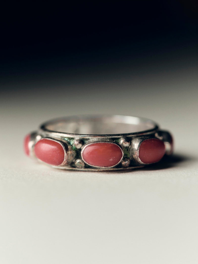 vintage navajo sterling coral band ring
